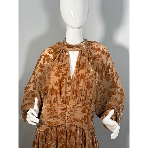 PARKER The Gianna Flocked Velvet Leaf‎ Print Long Sleeve Minidress Size 14 - Picture 7 of 12